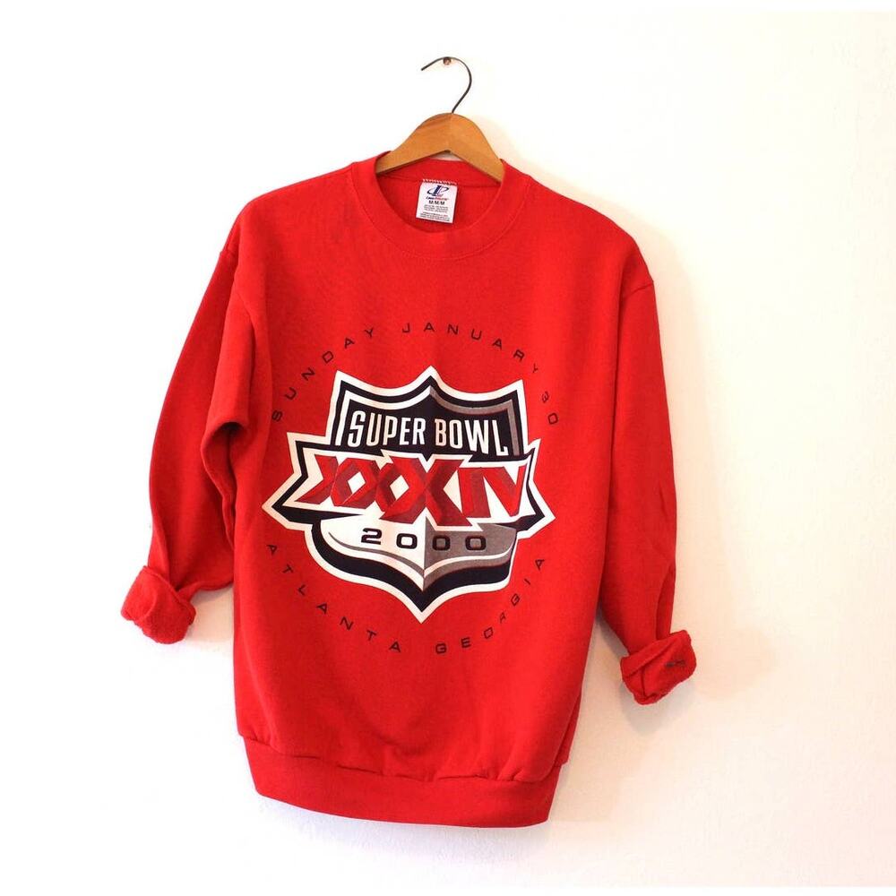 Vintage 2000 Super Bowl XXXIV NFL Football Red Sweatshirt Mens Medium